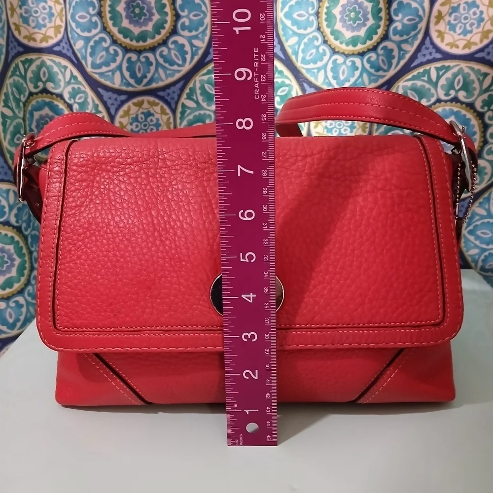 Coach Hamilton Crossbody Bag with Flap Closure Silver Hardware Pebbled Leather